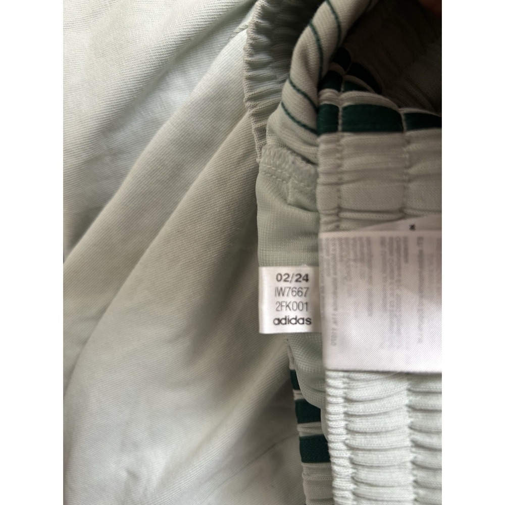 adidas Essentials 3-Stripe Shorts Mens Medium White Green French Terry - Picture 4 of 4